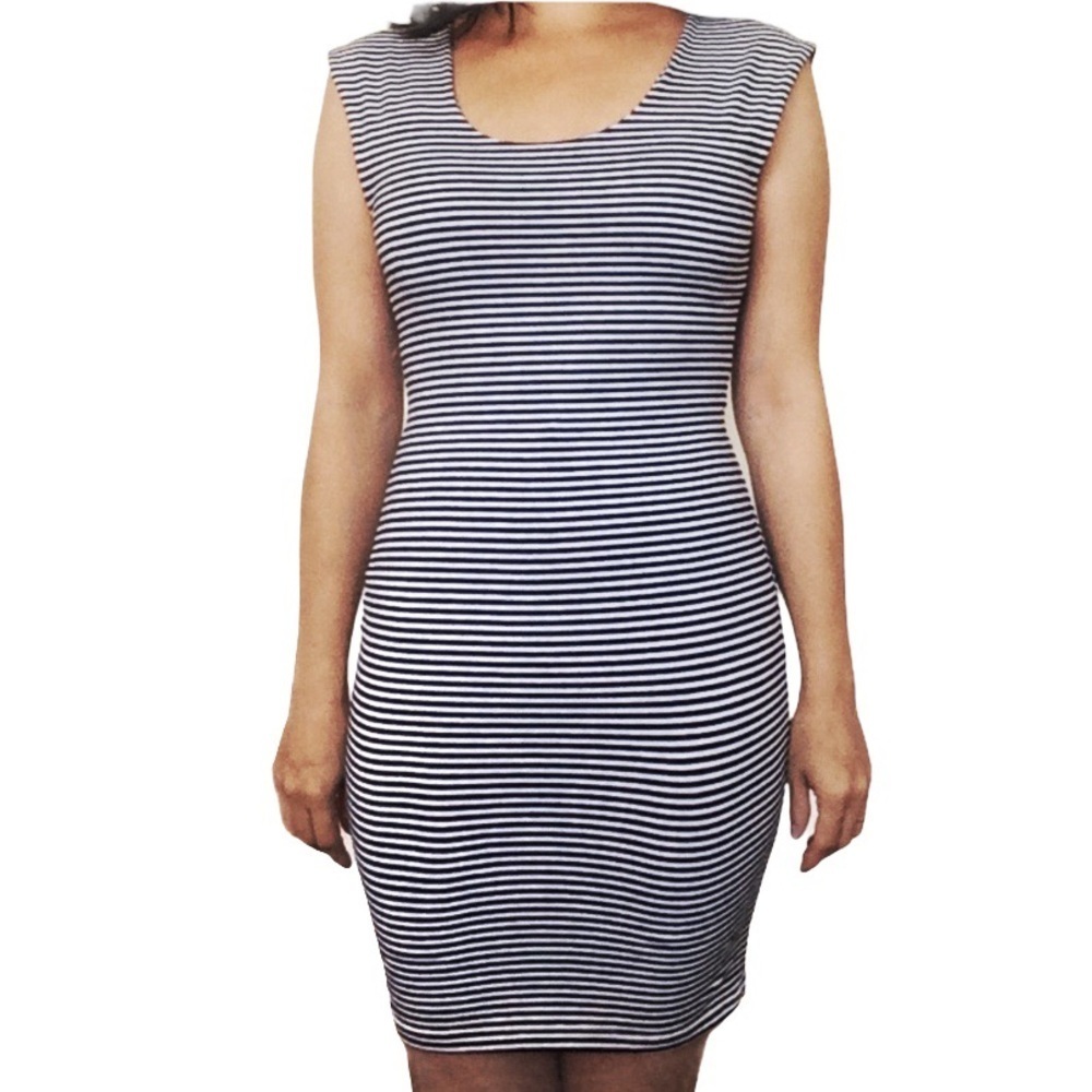 MINKPINK Navy‎ White Striped Bodycon Dress Small